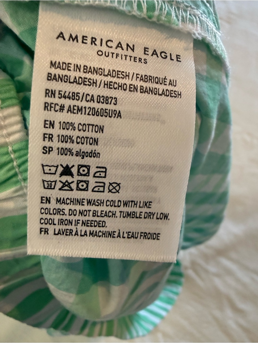 NWT American Eagle AE Gingham Boxer Shorts Green White Pockets L - Picture 6 of 7